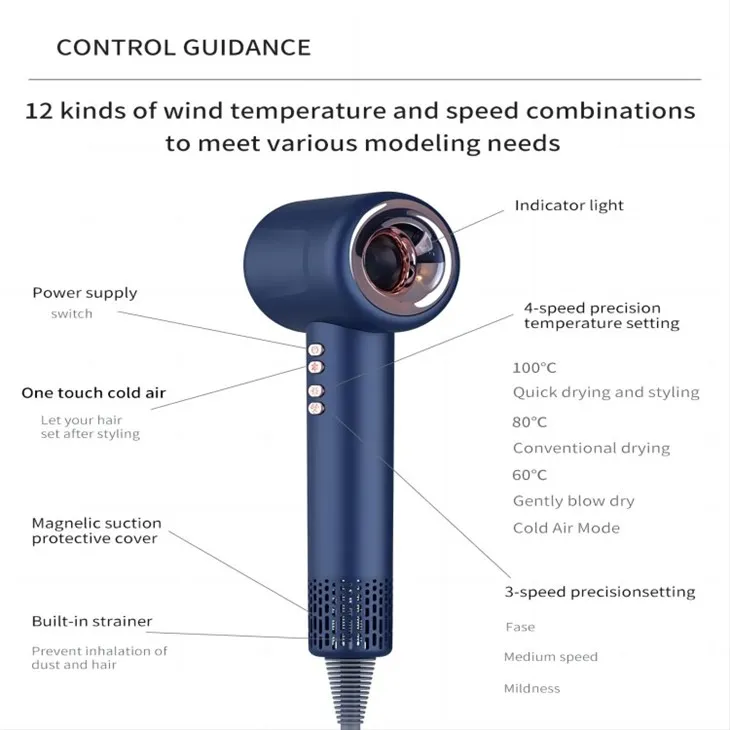 מייבש שיער עם בקרת טמפרטורה דיגיטלית